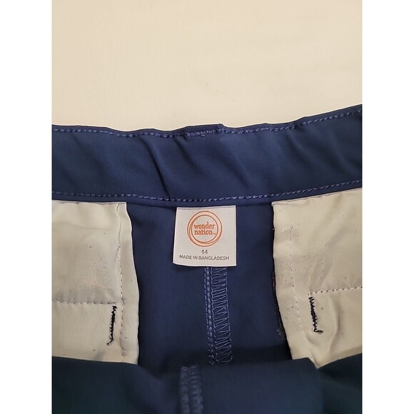 Wonder Nation Boys Navy Blue Uniform Shorts 14 Poly Spandex Adjustable Waist - Picture 3 of 7